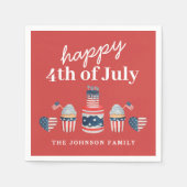 可愛い赤と青7月4日のパーティー スタンダードカクテルナプキン (正面)