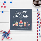 可愛い赤と青7月4日のパーティー スタンダードカクテルナプキン