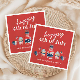 可愛い赤と青7月4日のパーティー スタンダードカクテルナプキン