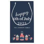 可愛い赤と青7月4日のパーティー スモールペーパーバッグ (裏面)