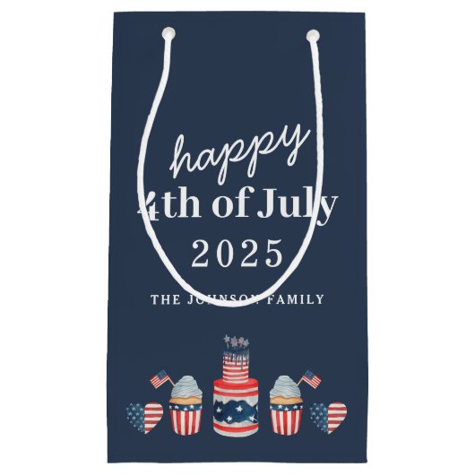 可愛い赤と青7月4日のパーティー スモールペーパーバッグ (正面)