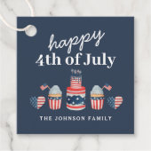 可愛い赤と青7月4日のパーティー フェイバータグ (正面)