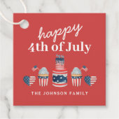 可愛い赤と青7月4日のパーティー フェイバータグ (正面)