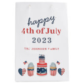 可愛い赤と青7月4日のパーティー ミディアムペーパーバッグ (正面)