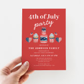 可愛い赤と青7月4日のパーティー 招待状