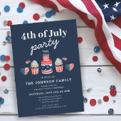可愛い赤と青7月4日のパーティー 招待状