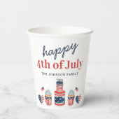 可愛い赤と青7月4日のパーティー 紙コップ (裏面)