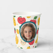 可愛い赤と黄色のさくらんぼカスタムの写真と名前 紙コップ (裏面)