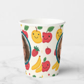 可愛い赤と黄色のさくらんぼカスタムの写真と名前 紙コップ (右)