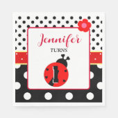 可愛い赤と黒のレディバグ スタンダードランチョンナプキン (正面)