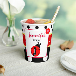 可愛い赤と黒のレディバグ 紙コップ