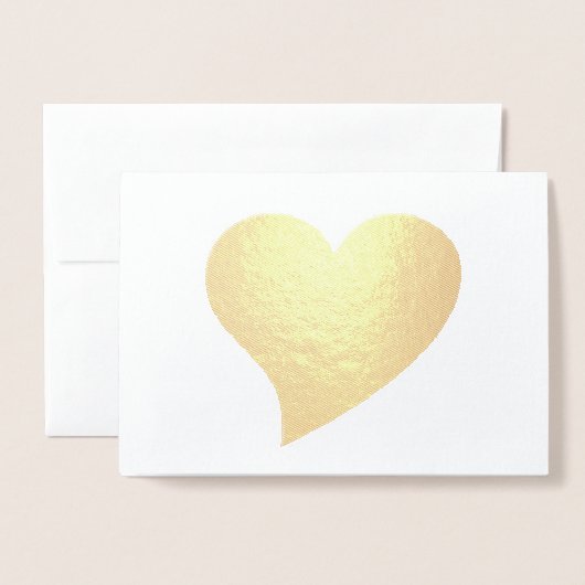 可愛い赤の大ハートミニマルモダンリストバレンタイン 箔カード (封筒付き正面)