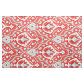 可愛い赤はっきりしたターコイズ白イカットの部族模様 ファブリック (ヤード)