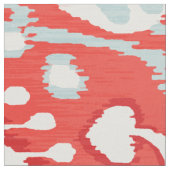 可愛い赤はっきりしたターコイズ白イカットの部族模様 ファブリック (クローズアップ)