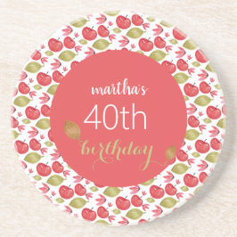 可愛い赤りんご柄の水彩手絵を描型 コースター