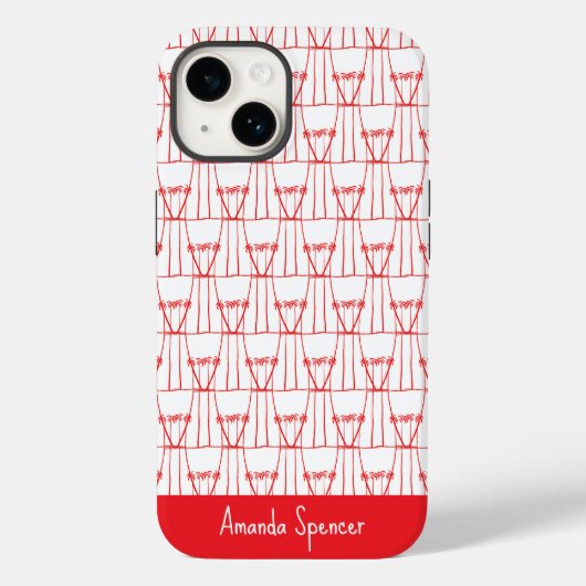 可愛い赤エレガントシルエットココナッツツリー Case-Mate iPhoneケース (裏面)
