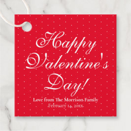 可愛い赤カスタム水玉模様脚本バレンタインデー フェイバータグ