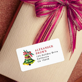 可愛い赤カラフルと緑のクリスマスベルアドレス ラベル