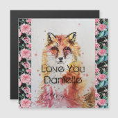 可愛い赤キツネ水彩ピンクローズガールズレディースMag (正面/裏面)