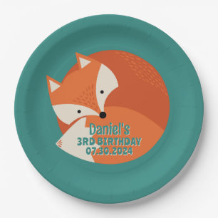 可愛い赤キツネ漫画動物キッドの誕生日 ペーパープレート