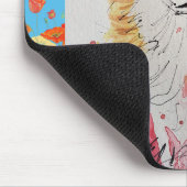 可愛い赤キツネ絵画水色マウスマットフローラ マウスパッド (コーナー)