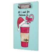 可愛い赤サンタハットコーヒーキャンディーケーンクリスマス クリップボード (左)