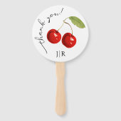 可愛い赤スタイリッシュいさくらんぼ写真ありがとうモノグラム ハンドファン (正面)