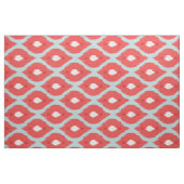 可愛い赤ターコイズ白イカットの部族模様 ファブリック (ファットクウォーター)