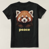 可愛い赤パンダの"ピース" キッズイラスト Tシャツ (デザイン裏面)