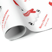 可愛い赤パーソナライズされた極熊メリークリスマス ラッピングペーパー (ロールコーナー)