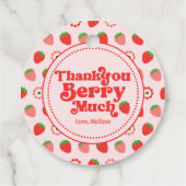 可愛い赤ピンクのイチゴありがとうベリー多く フェイバータグ (裏面)