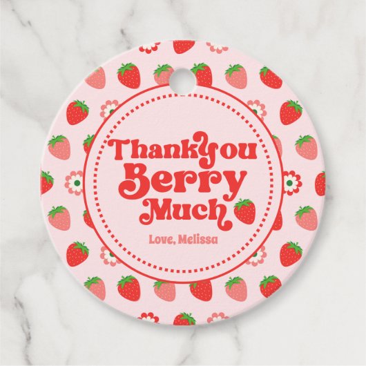可愛い赤ピンクのイチゴありがとうベリー多く フェイバータグ (正面)