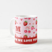 可愛い赤ピンクのママ私たちは多くのベリーあなたを愛 コーヒーマグカップ (正面左)