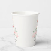 可愛い赤ピンクバニーの葉の任意の年齢誕生日 紙コップ (左)