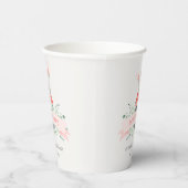 可愛い赤ピンクバニーの葉の任意の年齢誕生日 紙コップ (右)