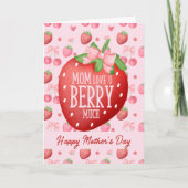 可愛い赤ピンク愛You Berry Much Mother's Day カード (正面)