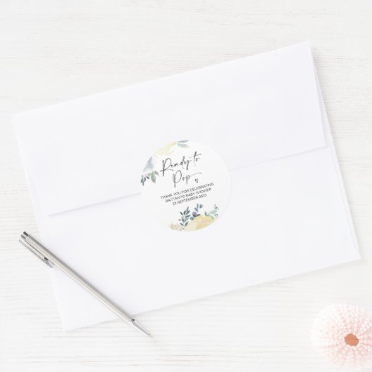 可愛い赤ポップ・アートのちゃんシャワーの好意フローラ ラウンドシール (封筒)