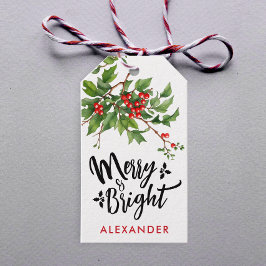 可愛い赤メリークリスマスミスタントーム名水彩 ギフトタグ