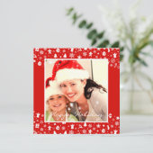 可愛い赤メリークリスマス二つの写真写真幸せ シーズンカード (スタンド正面)
