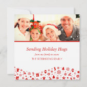 可愛い赤メリークリスマス二つの写真写真幸せ シーズンカード (裏面)