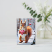 可愛い赤リス押さえボックスハート 名刺 (スタンド正面)