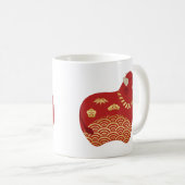 可愛い赤中国のい雄牛 コーヒーマグカップ (正面右)