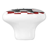 可愛い赤市松模様に白料理人 セラミックノブ (側面)