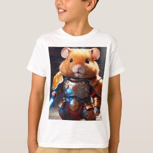 可愛い赤毛のハムスター剣士の活版印刷 Tシャツ