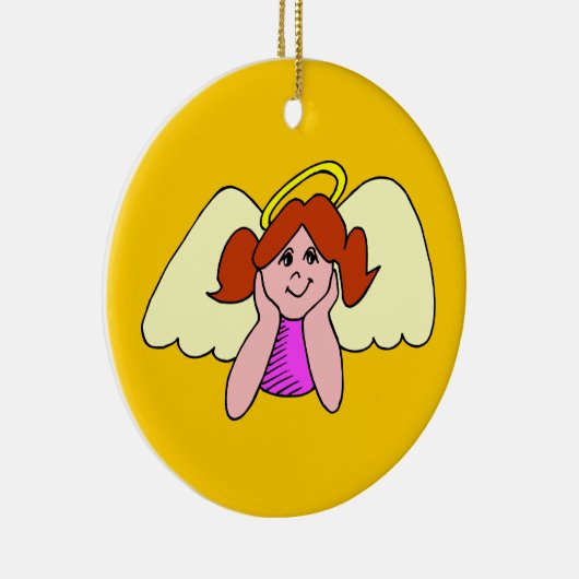可愛い赤毛ガールクリスマスエンジェル セラミックオーナメント (右)