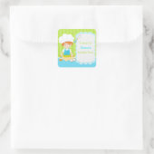 可愛い赤毛ボーイベーキング行った スクエアシール (バッグ)