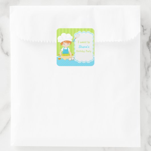 可愛い赤毛ボーイベーキング行った スクエアシール (バッグ)