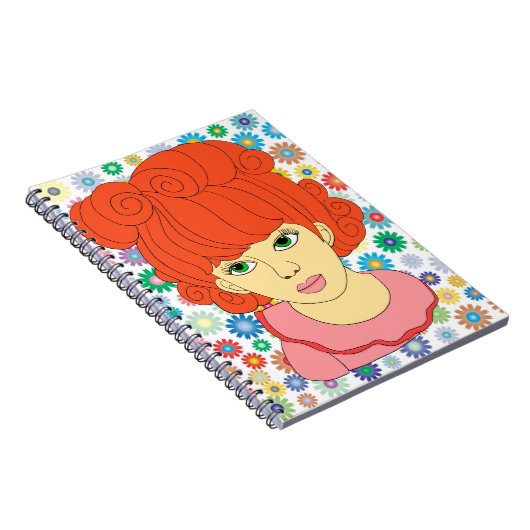 可愛い赤毛小さな女の子花 ノートブック (右側)