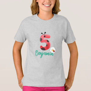 可愛い赤水玉模様ラディバグ5thバースデーパーティー名 tシャツ