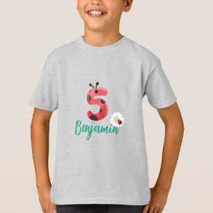 可愛い赤水玉模様ラディバグ5thバースデーパーティー名 tシャツ